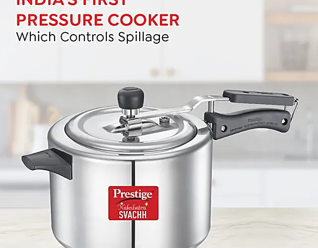 Prestige Nakshatra Plus Svachh Aluminium Spillage Control Pressure Cooker - Silver, 5 l-2.webp